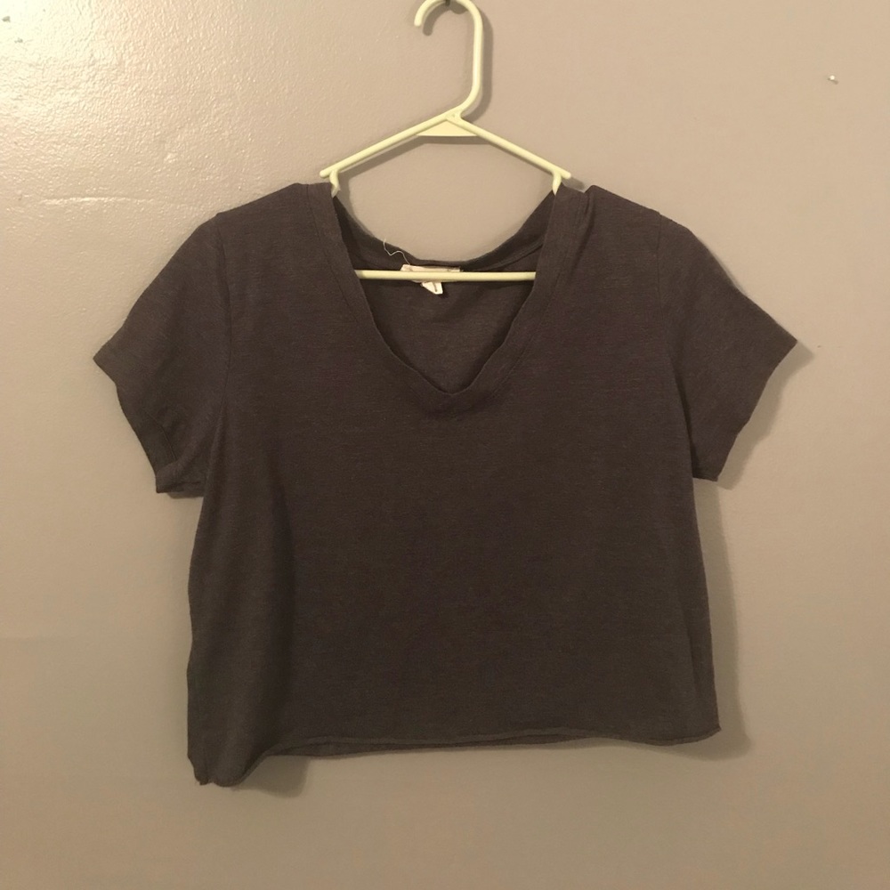 Gray V-Neck Crop Top